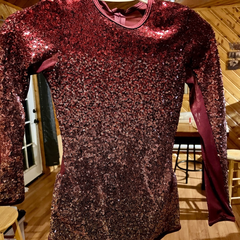 Glamorous Burgundy Sequin Bodysuit